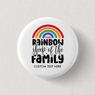 Bóton Redondo 2.54cm OVELHA ARCO-ÍRIS DA FAMÍLIA Divertido Gay