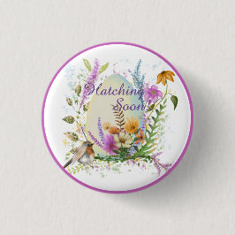 Bóton Redondo 2.54cm Óvulo branco flores coloridas de aves florais