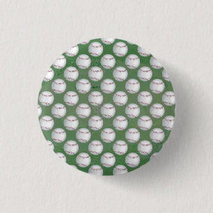 Bóton Redondo 2.54cm Padrão de basebol em verde
