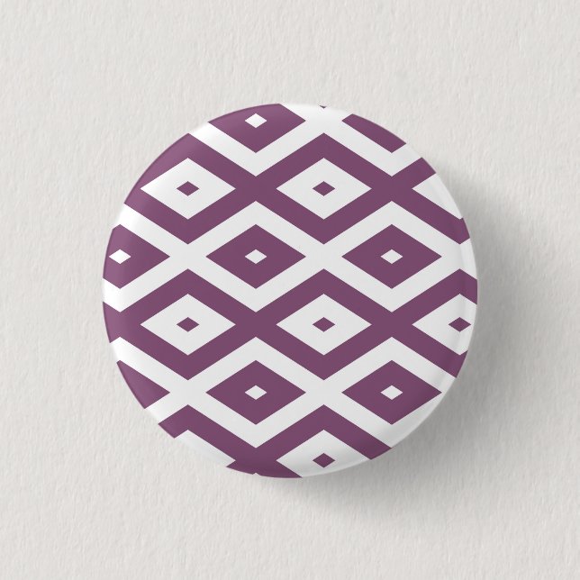 Bóton Redondo 2.54cm Padrão de diamante branco e Mauve (Frente)