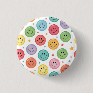 Bóton Redondo 2.54cm Padrão de Emoji Sorridente