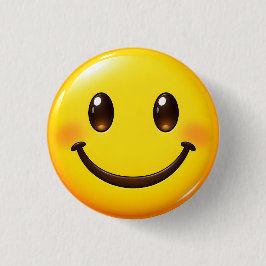 Bóton Redondo 2.54cm Padrão de Emoji Sorriso Feliz Colorido