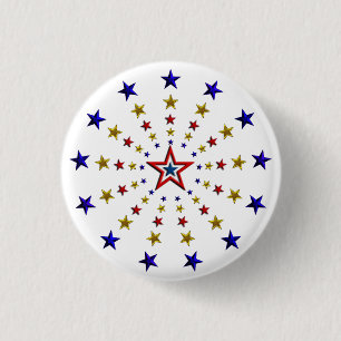 Bóton Redondo 2.54cm Padrão de Estrelas Patrióticas