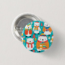 Bóton Redondo 2.54cm Padrão de Festa de Inverno de Natal