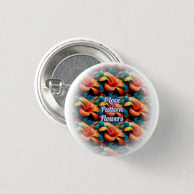 Bóton Redondo 2.54cm Padrão de Flores Rosa Salmão (Frente & Verso)
