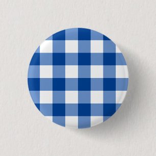 Bóton Redondo 2.54cm Padrão de gingham azul
