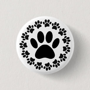 Bóton Redondo 2.54cm Padrão de Impressão da Pata de Cachorro Redonda