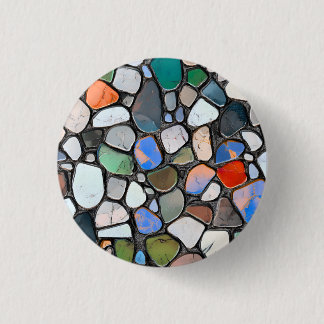 Bóton Redondo 2.54cm Padrão de Pedra Mosaico Multicolorido