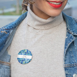 Bóton Redondo 2.54cm Padrão de pontos - azul e verde