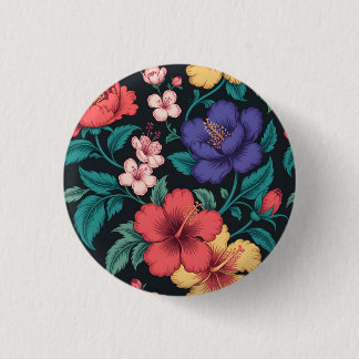 Bóton Redondo 2.54cm Padrão de repetição de flores silvestres