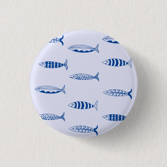 Bóton Redondo 2.54cm Padrão de Sardinhas (Frente)