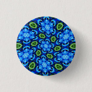 Bóton Redondo 2.54cm Padrão Floral abstrato Azul