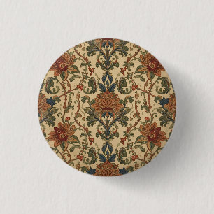 Bóton Redondo 2.54cm Padrão Floral Art Nouveau de William Morris Compto