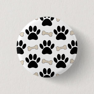 Bóton Redondo 2.54cm Padrão Patas E Ossos Canino
