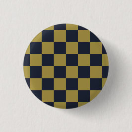 Bóton Redondo 2.54cm Padrão Verificado Dourado e Marinho Elegante
