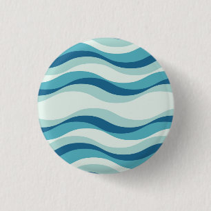 Bóton Redondo 2.54cm Padrões de Ondas Azuis