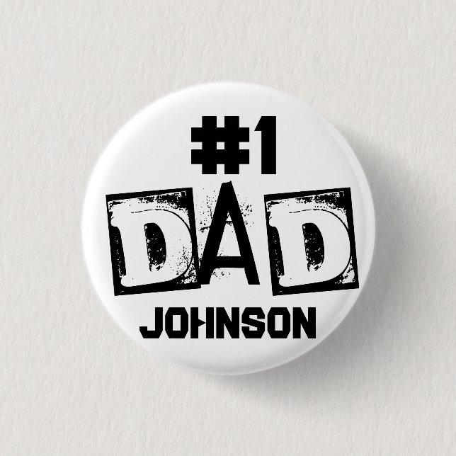 Bóton Redondo 2.54cm pai 1 preto e branco personalizado (Frente)