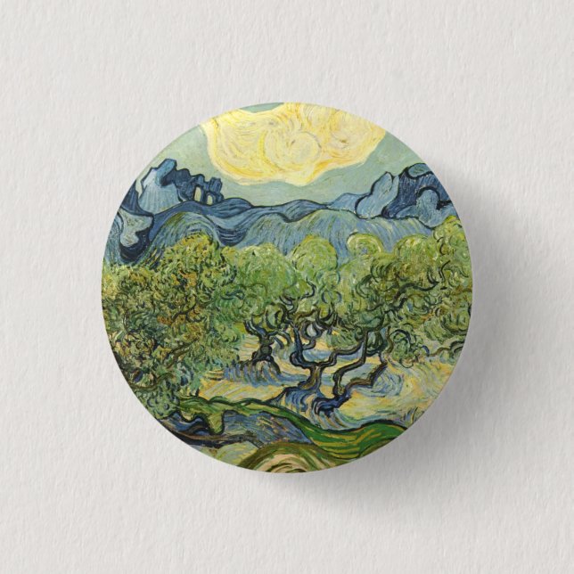 Bóton Redondo 2.54cm Paisagem com Olive Vincent Willem van Gogh (Frente)