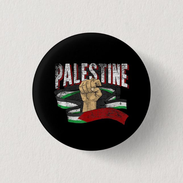 Bóton Redondo 2.54cm Palestina - Bandeira Palestina - Fist Gaza (Frente)