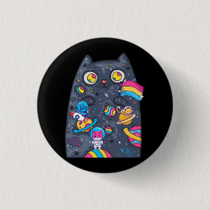 Bóton Redondo 2.54cm Pan Pride Cat Space Pansexual Lgbt Gay Lésbica Tra