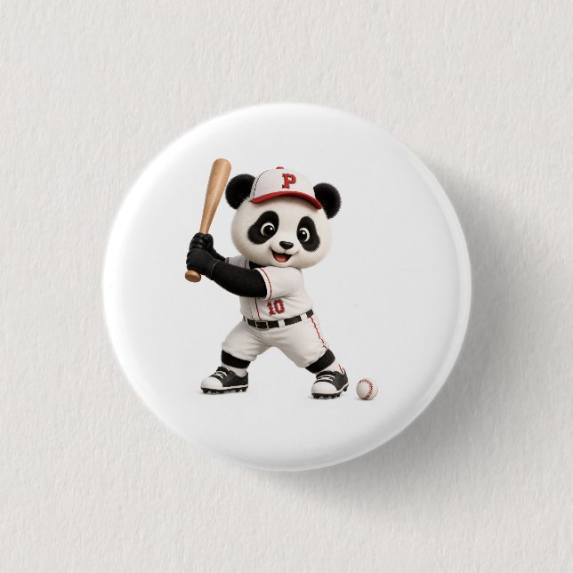 Bóton Redondo 2.54cm Panda de beisebol  (Frente)