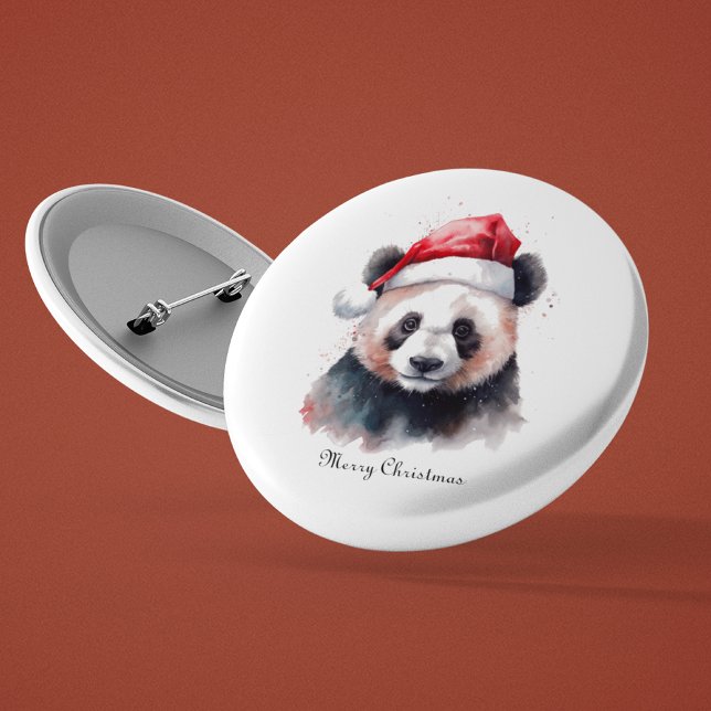 Bóton Redondo 2.54cm Panda de Natal, personalizável (Criador carregado)