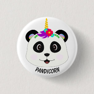 Bóton Redondo 2.54cm Panda Unicorn Bonita