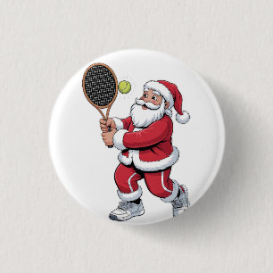Bóton Redondo 2.54cm Papai Noel Jogando Tênis Esporte de Natal Tênis de