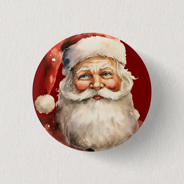 Bóton Redondo 2.54cm Papai Noel Natal Retrô (Frente)