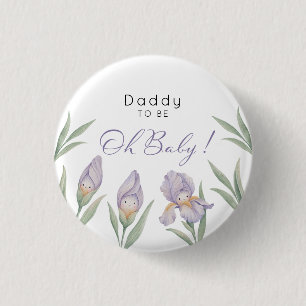 Bóton Redondo 2.54cm Papai Para Ser Água-forte Íris Floral Lavanda Roxa