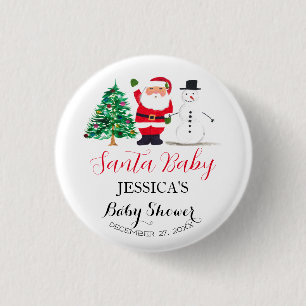 Bóton Redondo 2.54cm Papais noeis Chá de fraldas Vermelho Simples Obrig