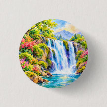 Paraíso de Cachoeira em Aquarela Sonhadora