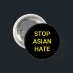 Bóton Redondo 2.54cm Parar o ódio asiático, botão preto amarelo do pino<br><div class="desc">Pare o ódio asiático,  botão preto amarelo de pino. Parem com a violência contra as pessoas asiáticas,  parem com os crimes de ódio contra o vírus Corona do Covid 19,  Comunidade AAPI</div>