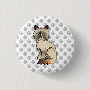 Bóton Redondo 2.54cm Pássaro TortoisesInferno / Ragdoll Gato e Patas