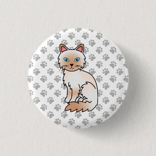 Bóton Redondo 2.54cm Pássaro Vermelho/Ragdolé Gato e Patas