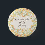 Bóton Redondo 2.54cm Pastel Yellow Flowers Avô Groom<br><div class="desc">Botão "Avó do Groom",  flores amarelas pastel bonito.</div>