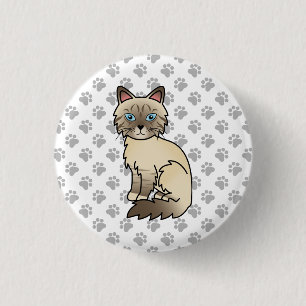 Bóton Redondo 2.54cm Pata de Chocolate Pia Birman / Ragdoll Gato e Pata