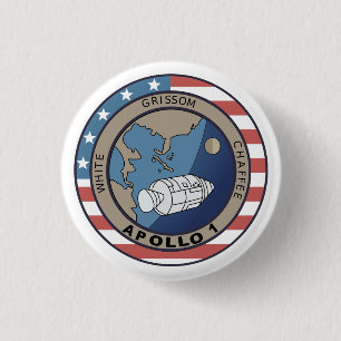 Bóton Redondo 2.54cm Patch de Missão Apollo 1