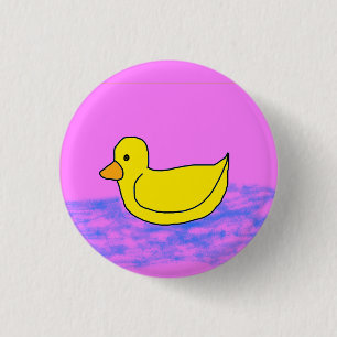 Bóton Redondo 2.54cm Pato amarelo giro no botão rosa