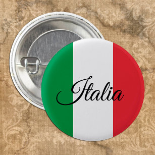 Bóton Redondo 2.54cm Patriotic Italy button, Italian Flag travel /sport