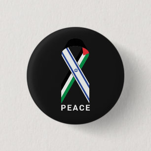 Bóton Redondo 2.54cm Paz para Israel e Palestina - bandeira negra