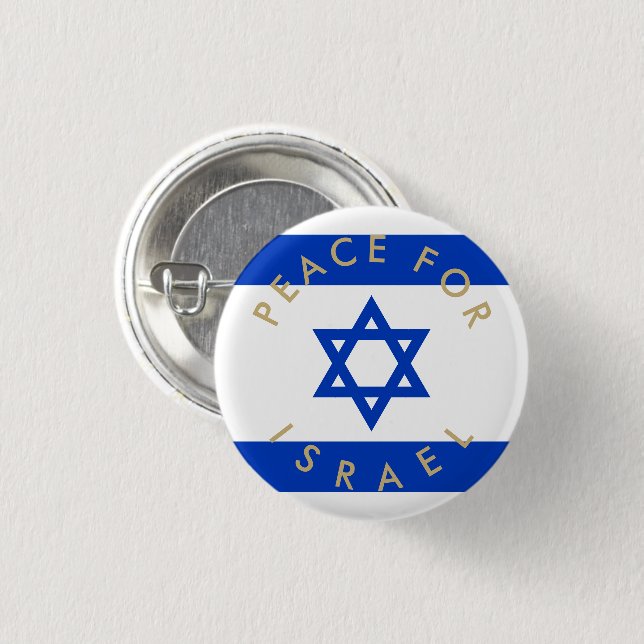 Bóton Redondo 2.54cm Paz para Israel - texto personalizado e bandeira d (Frente & Verso)