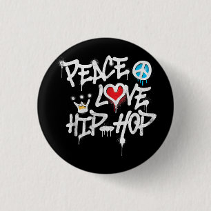 Bóton Redondo 2.54cm Peace Love Hip Hop Dancing