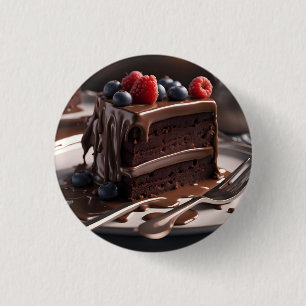 Bóton Redondo 2.54cm Pedaço de bolo de chocolate