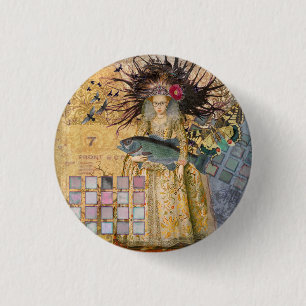 Bóton Redondo 2.54cm Peixes Vintage Clássica Gótica