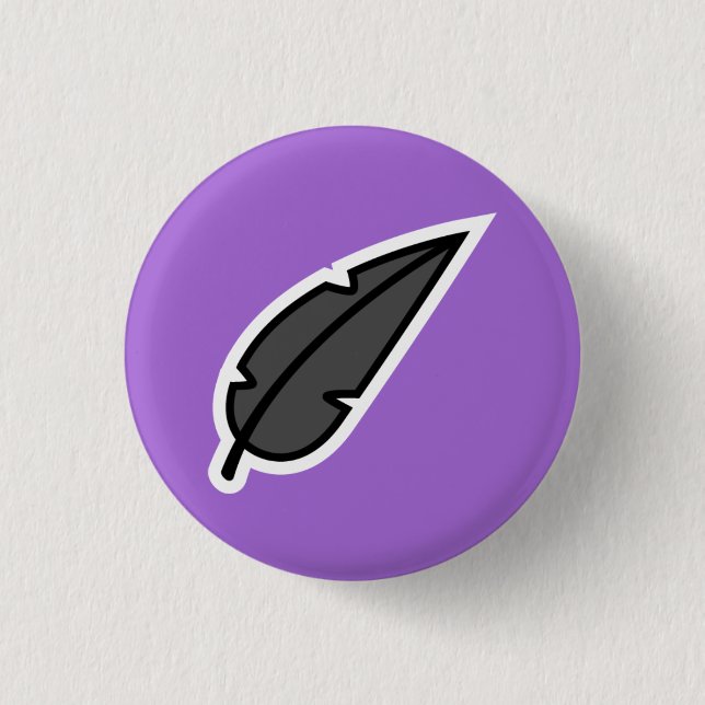 Bóton Redondo 2.54cm Pena preta (Frente)