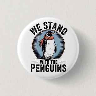 Bóton Redondo 2.54cm Penguin Engraçado Resiste Protesto Contra Tarrifs