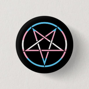 Bóton Redondo 2.54cm Pentagram invertido da bandeira do transgender