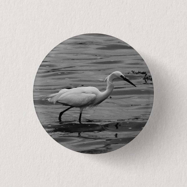 Bóton Redondo 2.54cm Pequeno Crachá Egret (Frente)