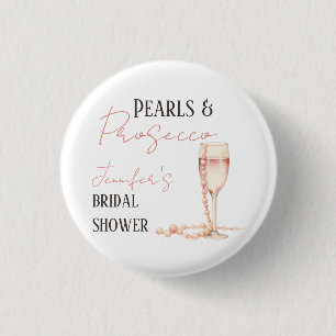 Bóton Redondo 2.54cm Pérolas e Prosecco Bege Rosa Chá de Noiva
